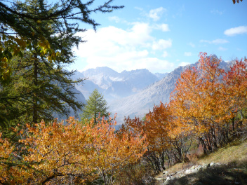 Oserot depuis val Chiaramasco avec couleurs d'automne