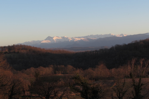 Montagnes enneigées depuis les environs de Pau